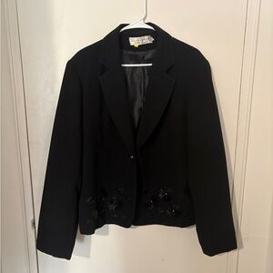 Vintage Black Embellished Women's Blazer
